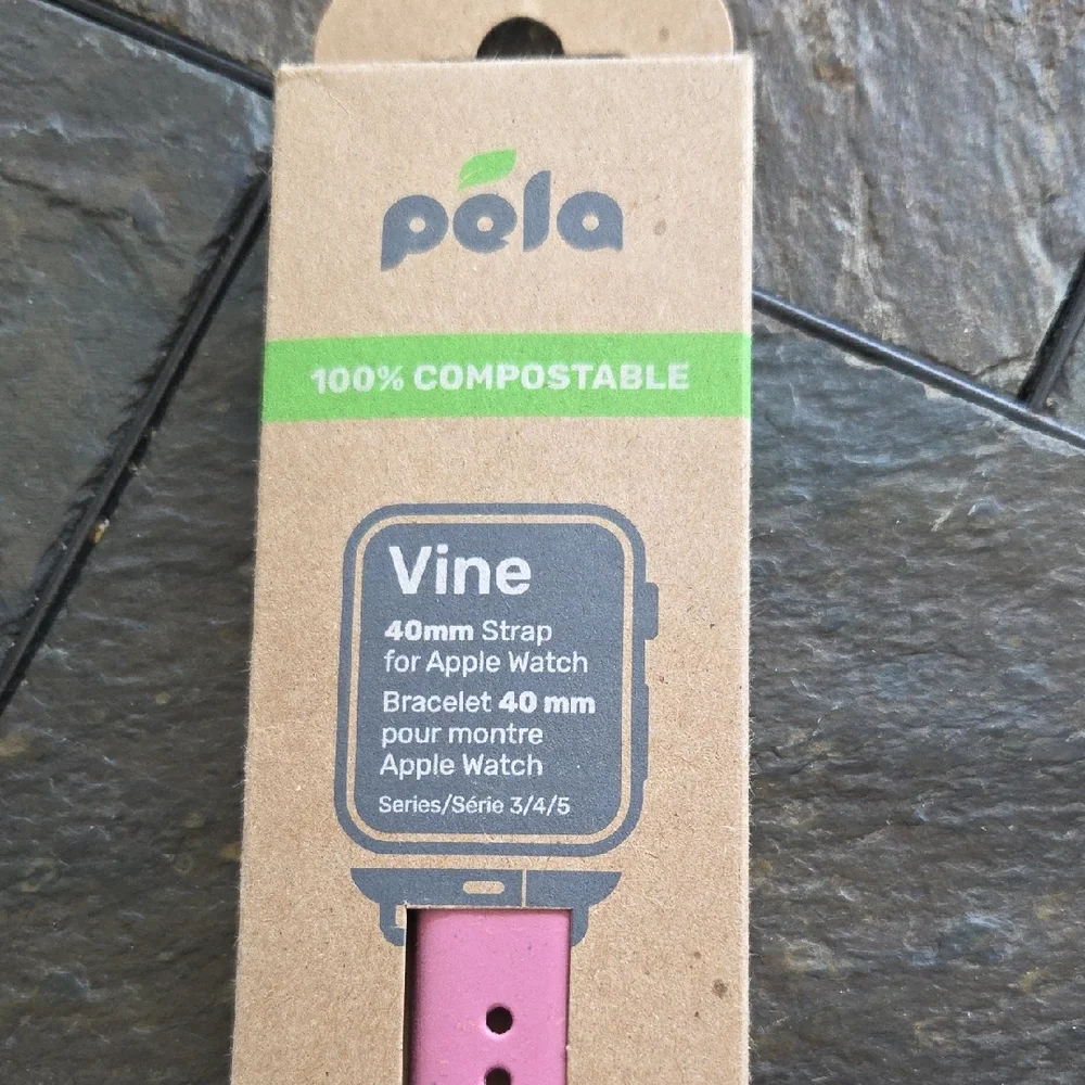 Pela Vine 40mm Pink Apple Watch Strap - Compostable